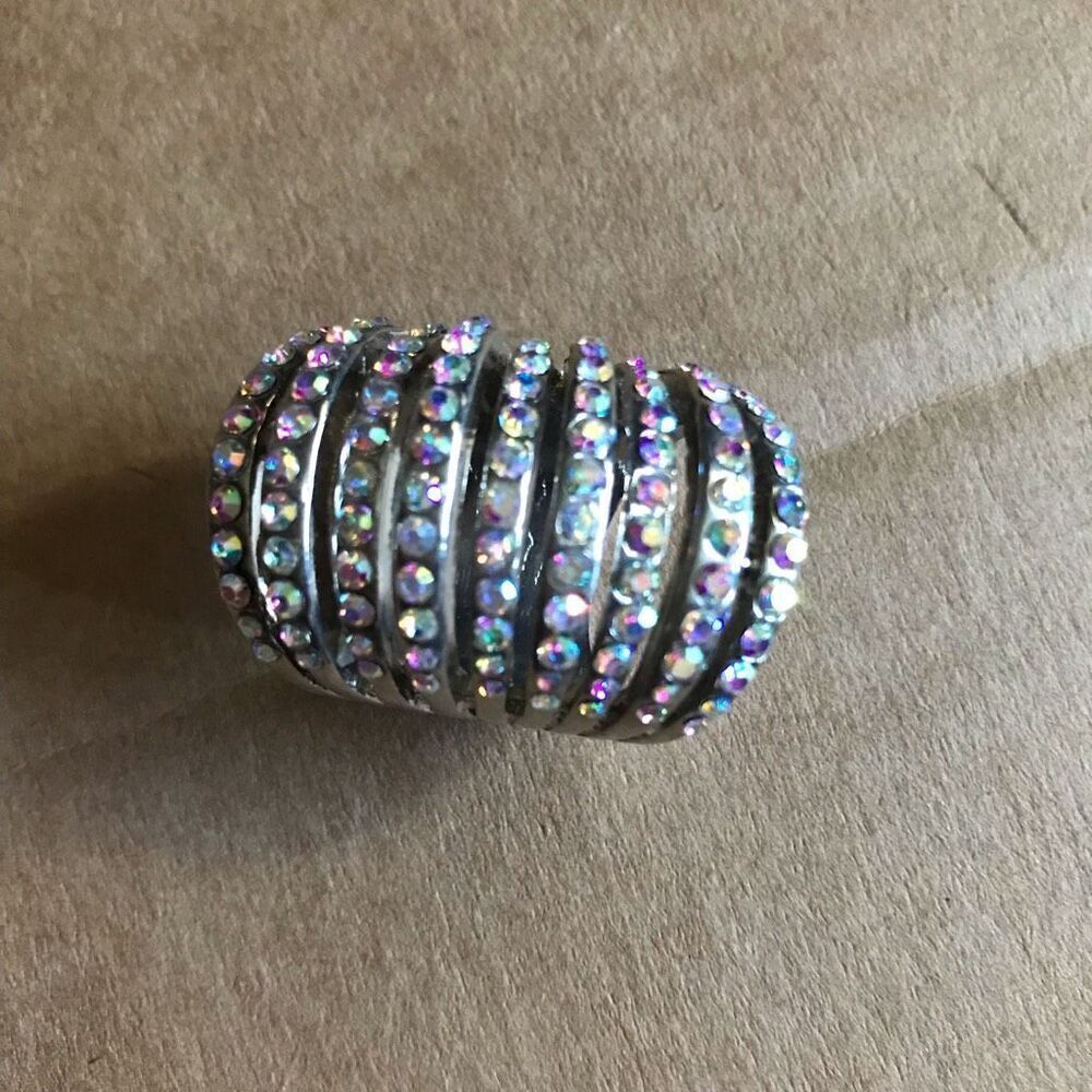 Rhinestone Stack One Piece Ring Unbranded Silver … - image 5